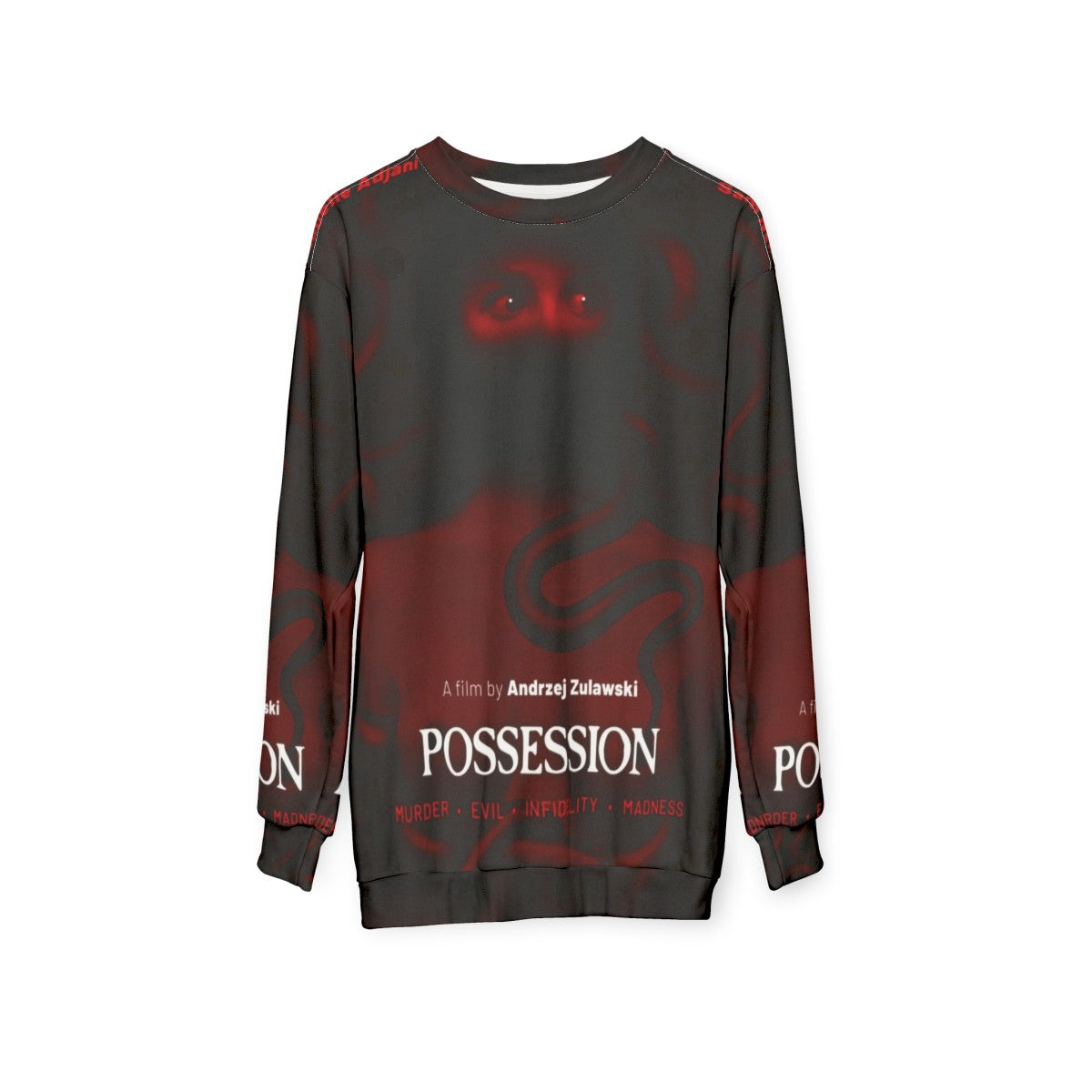 Possession 1981 film alternative movie poster printed on a sweatshirt - hanging