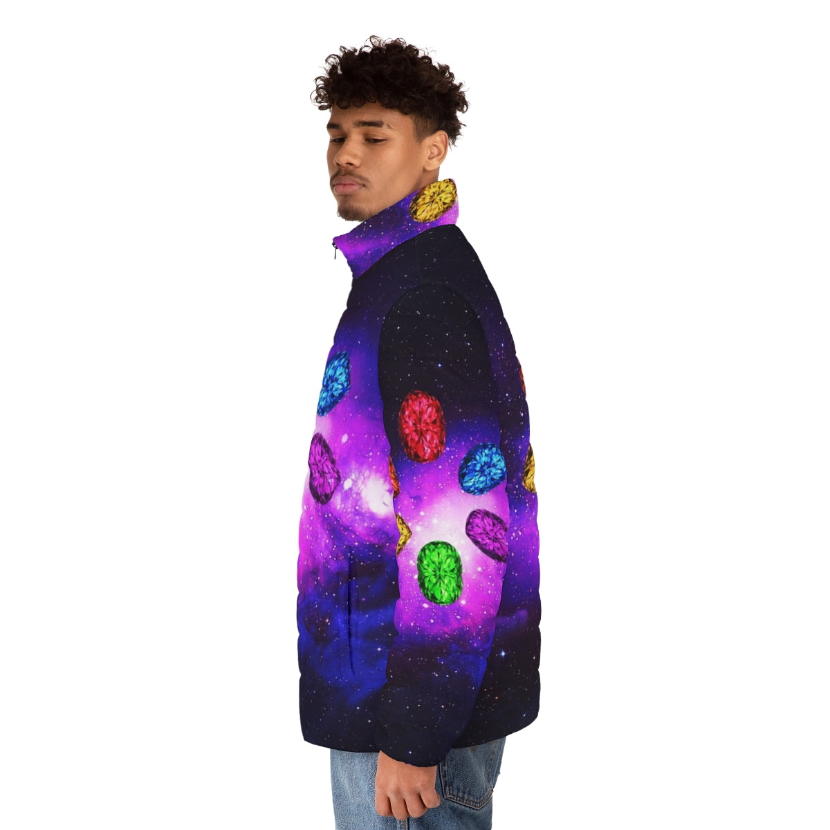 Infinity Stones Galaxy Space Puffer Jacket - men side left