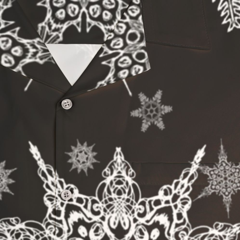 Skull Snowflake Gothic Holiday Hawaiian Shirt - Detail