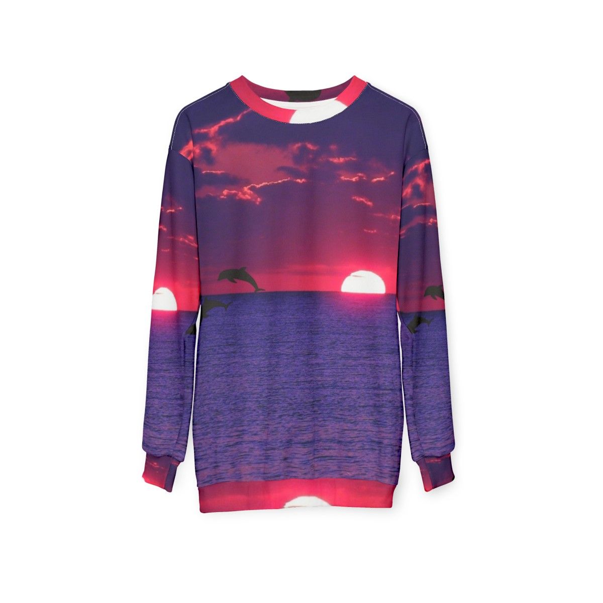 Bright colorful sunset beach sweatshirt - hanging