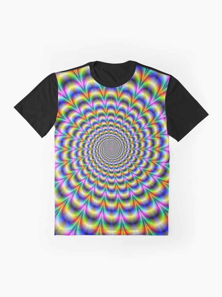 Vibrant psychedelic swirl graphic t-shirt - Flat lay