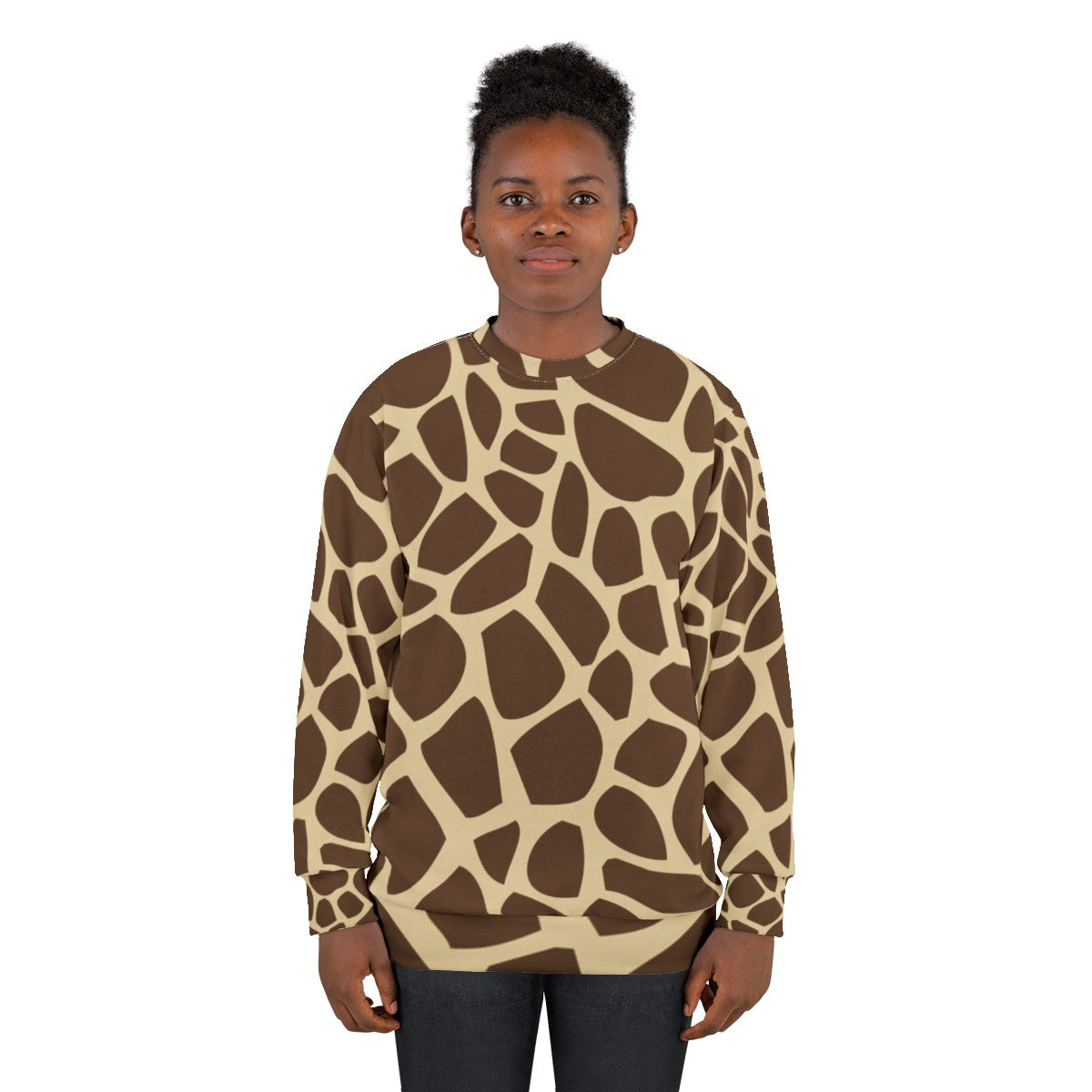 Giraffe pattern sweatshirt with camouflage design - women