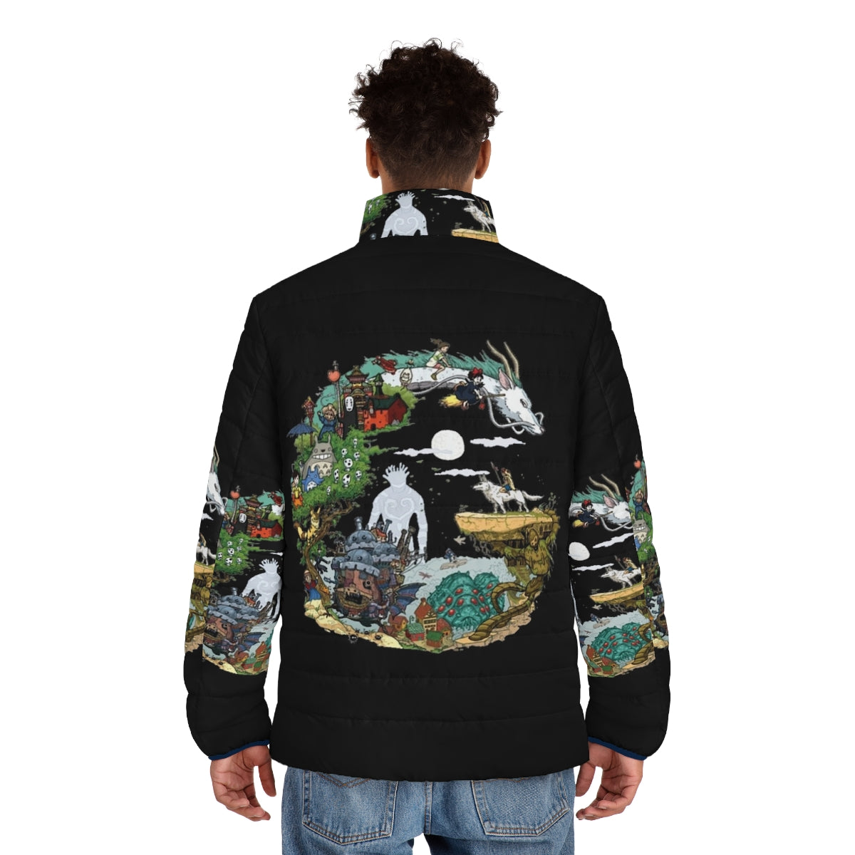 Asiom Puffer Jacket featuring Studio Ghibli inspired anime design - men back