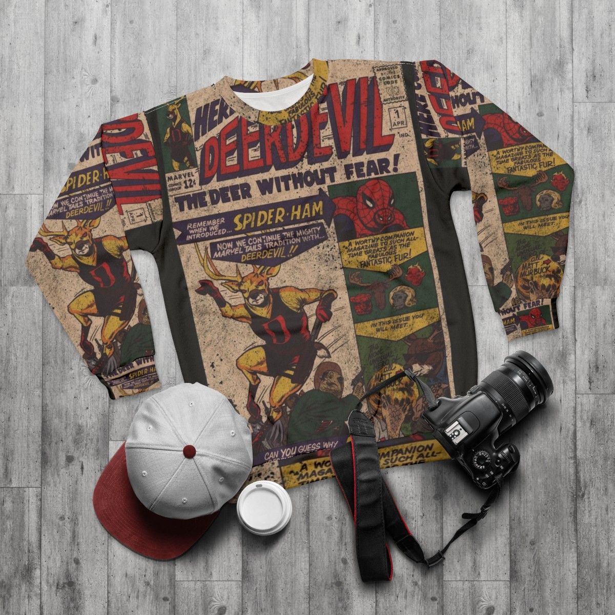 Deerdevil 1 Superhero Sweatshirt - flat lay