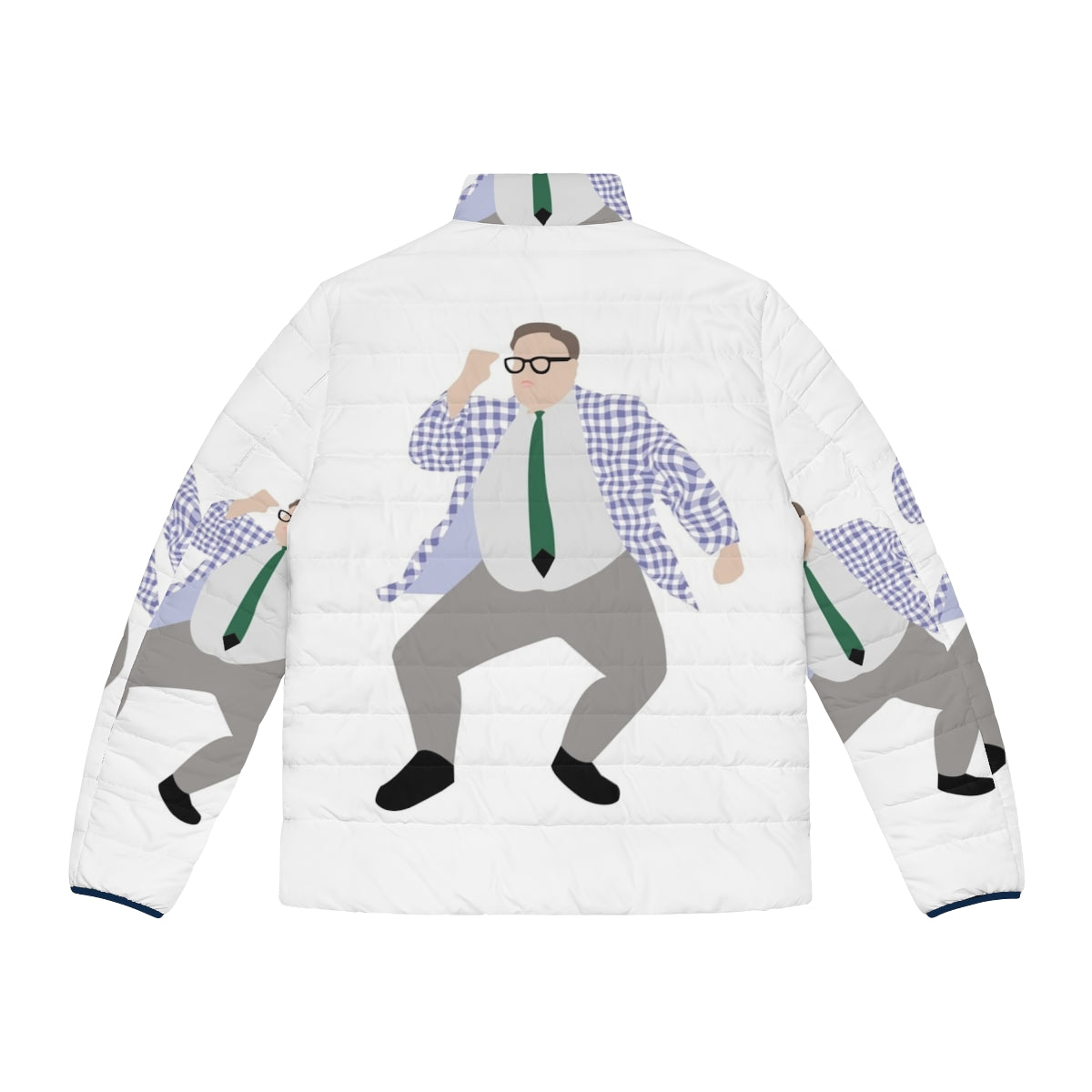 Matt Foley inspired puffer jacket featuring a warm and durable design - Back