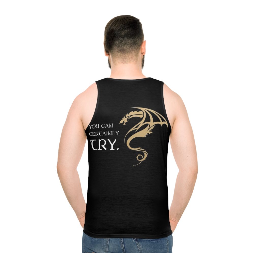 Unisex tabletop rpg addict tank top with dungeons and dragons design - men back