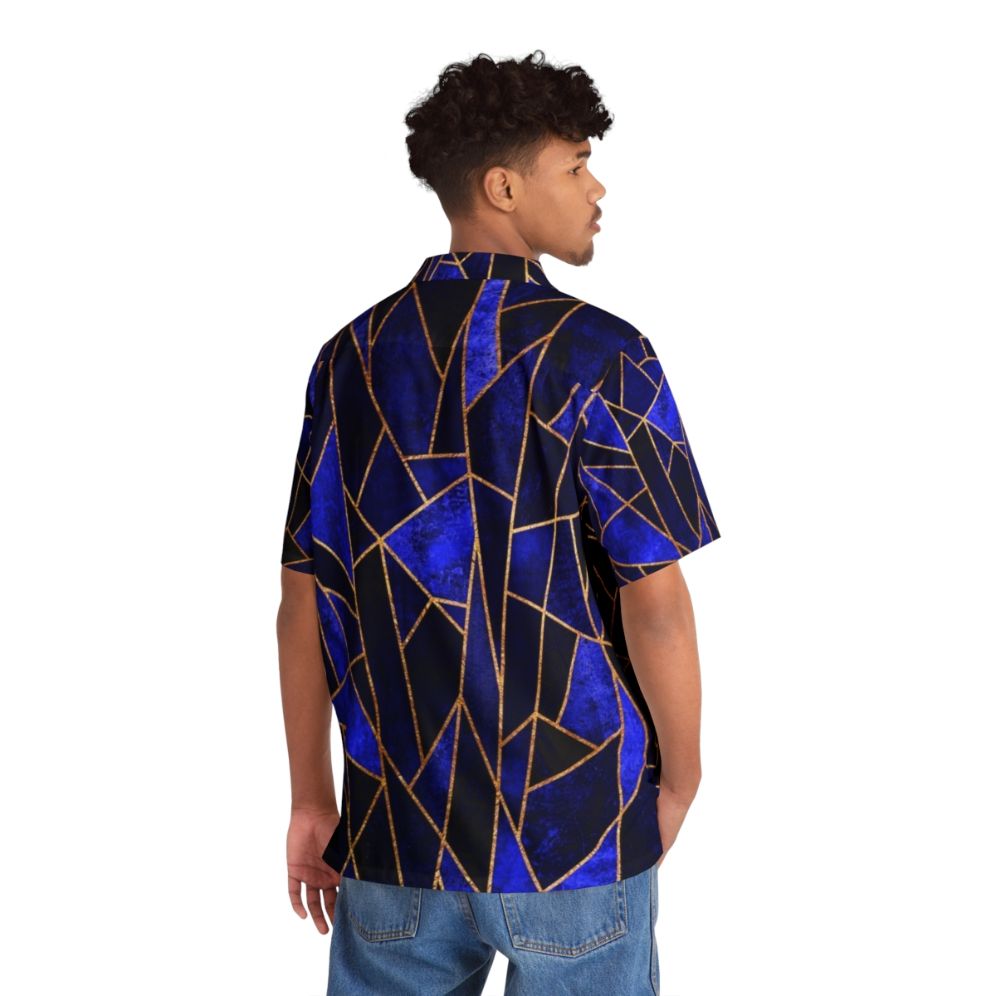 Blue abstract geometric Hawaiian shirt - People Back