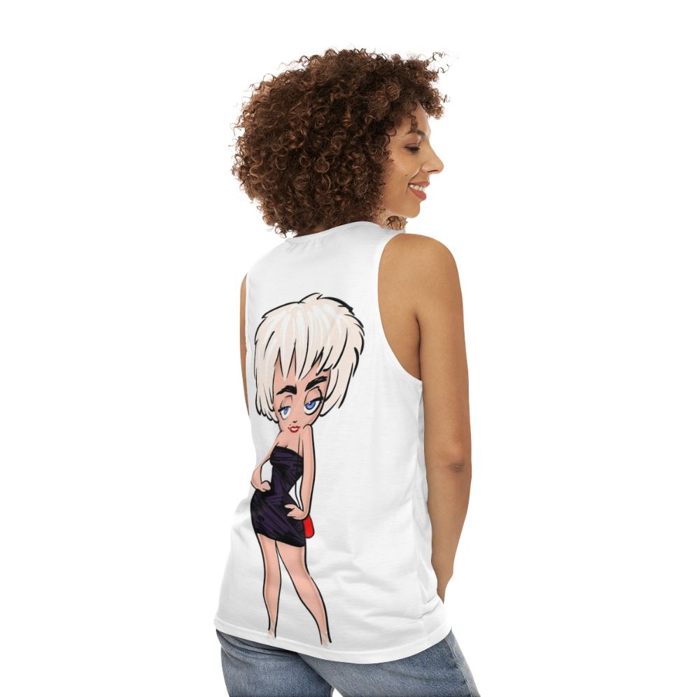 "Who's That Girl? Nikki Finn Unisex Tank Top featuring Madonna's classic pop culture character" - women back