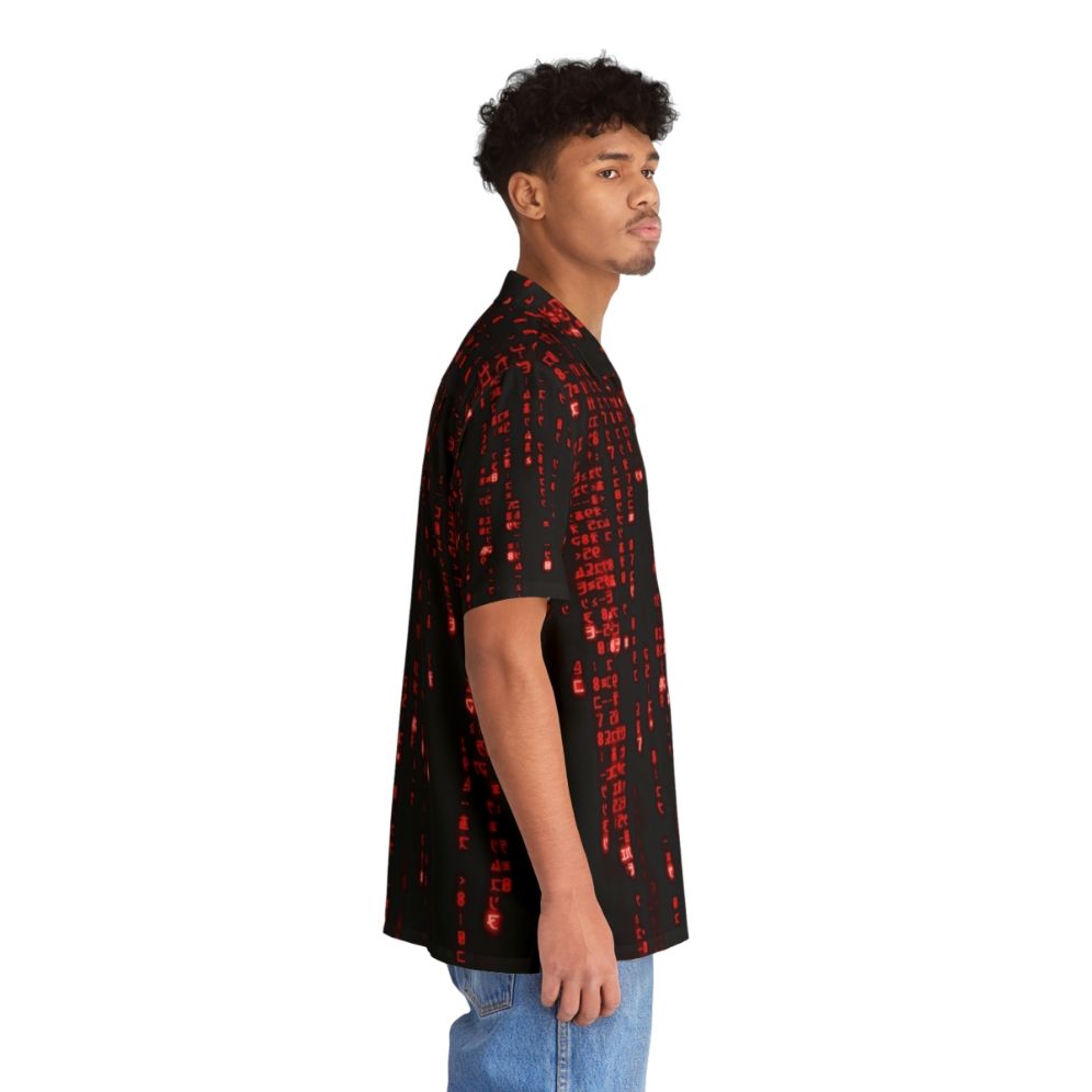 Red Matrix Code Hawaiian Shirt - Cyber Futuristic Programming Shirt - People Pight