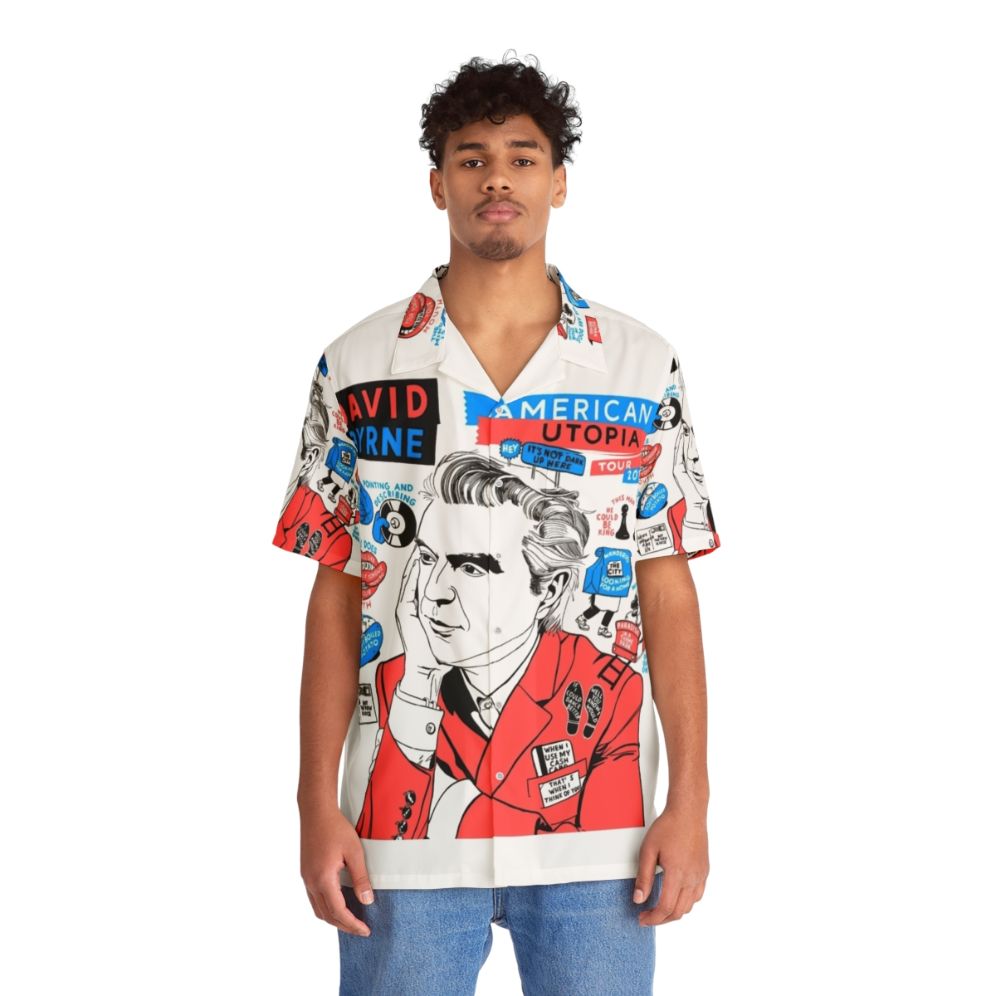 Tropical Hawaiian Shirt with David Byrne's American Utopia 2018 Design - People Front