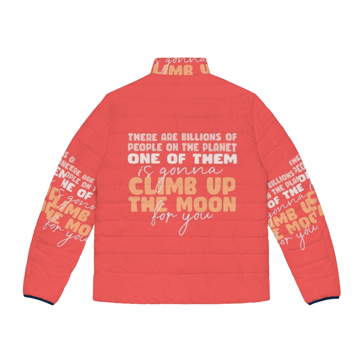 Puffer jacket with "Sex Education" love quote design - Back