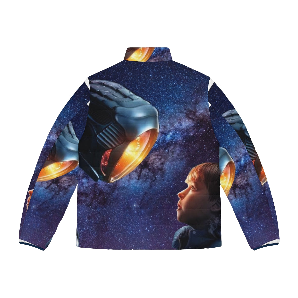 Stylish Lost in Space-themed puffer jacket for cozy sci-fi adventure - Back