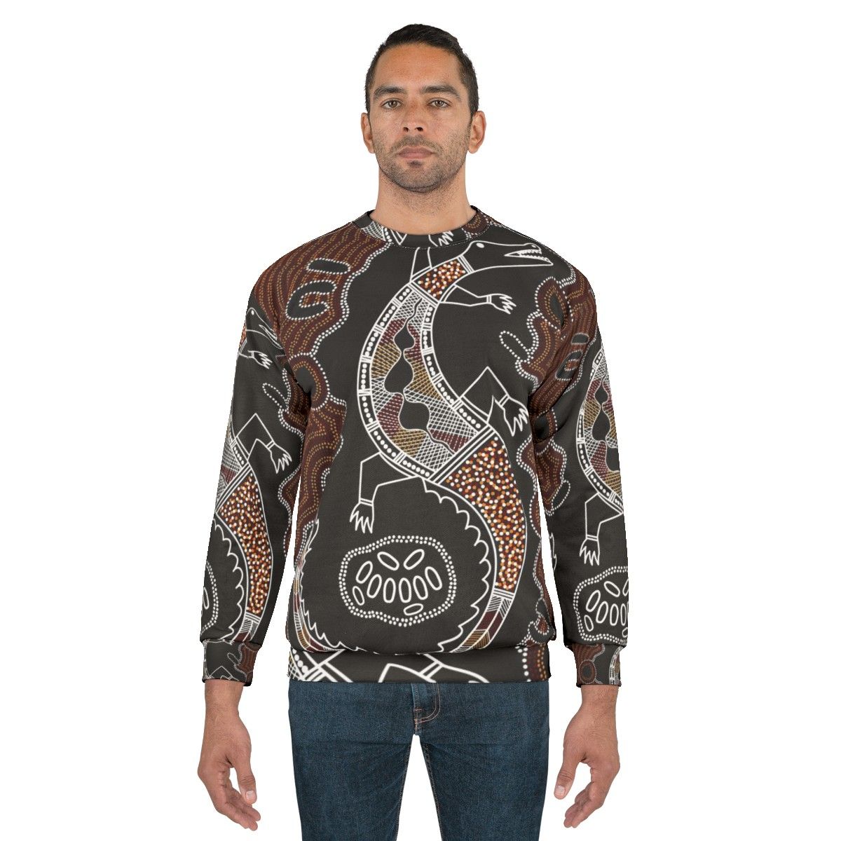 Authentic Aboriginal Art Crocodile Design Sweatshirt - men