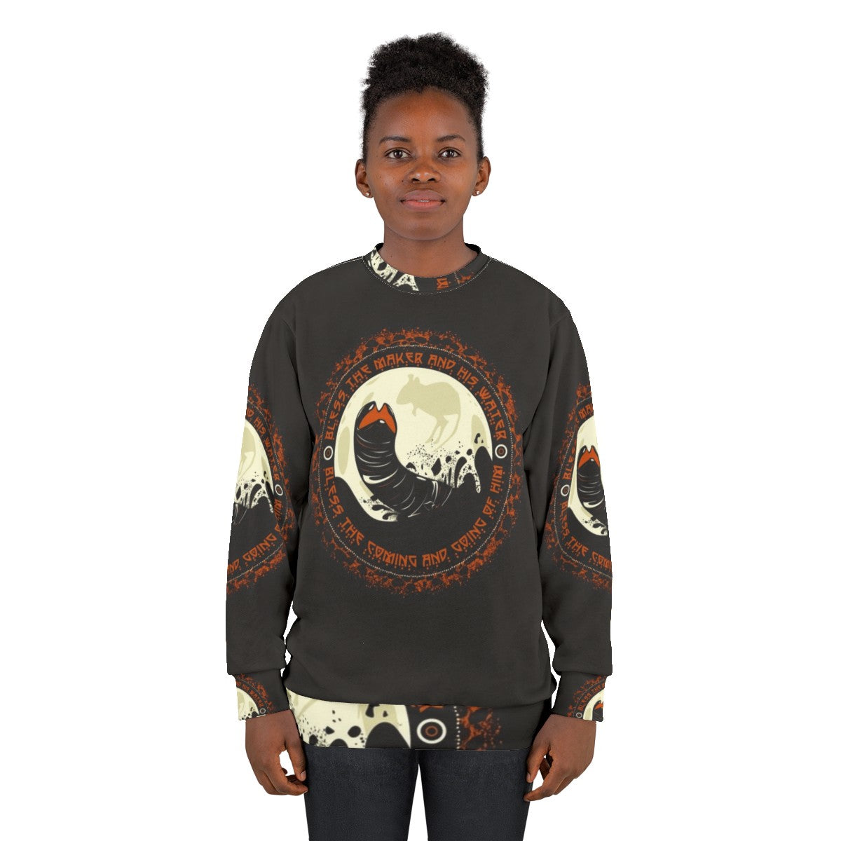 Dune Shai Hulud 2 Sweatshirt featuring the iconic sandworm of Arrakis - women