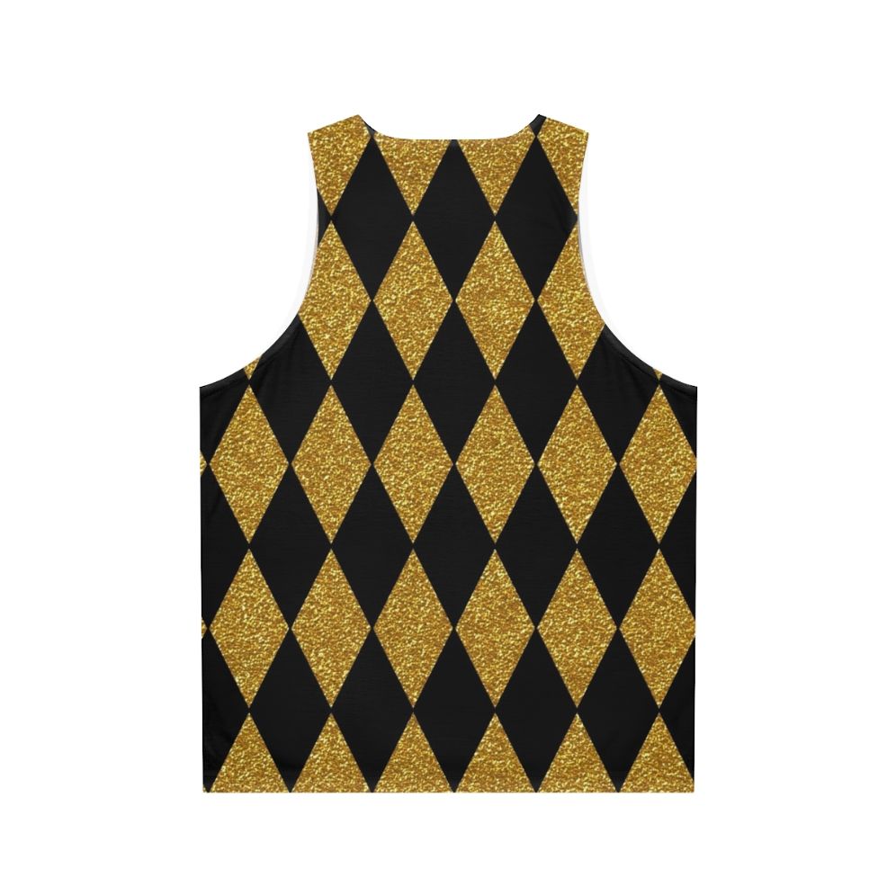 Black and gold harlequin pattern unisex tank top - Back