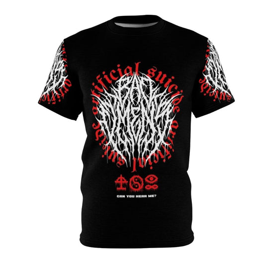 Vintage-style t-shirt featuring a metalcore band-inspired graphic design