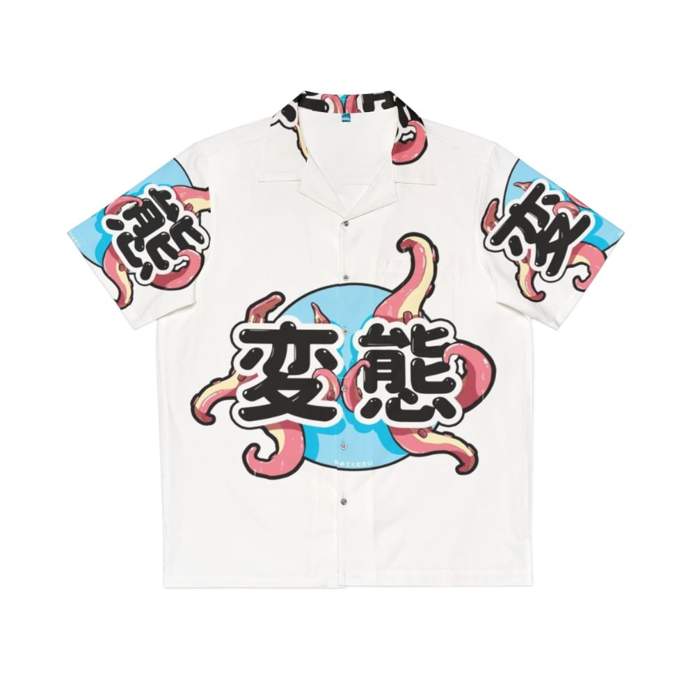 Anime-inspired Hawaiian shirt with tentacle print design