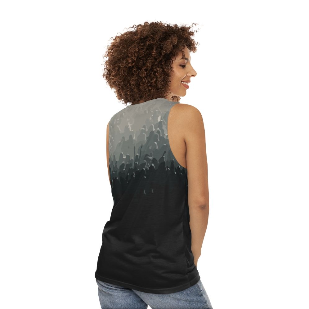 Crowd Unisex Black and White Tank Top - women back