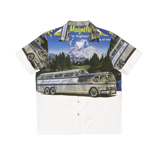 Vintage 1950s Greyhound Hawaiian Shirt for Retro Road Trips