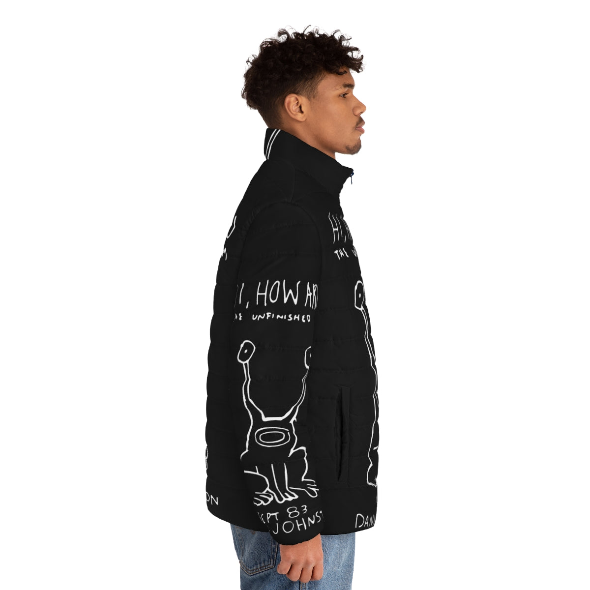 Daniel Johnston inspired 90s indie puffer jacket - men side right