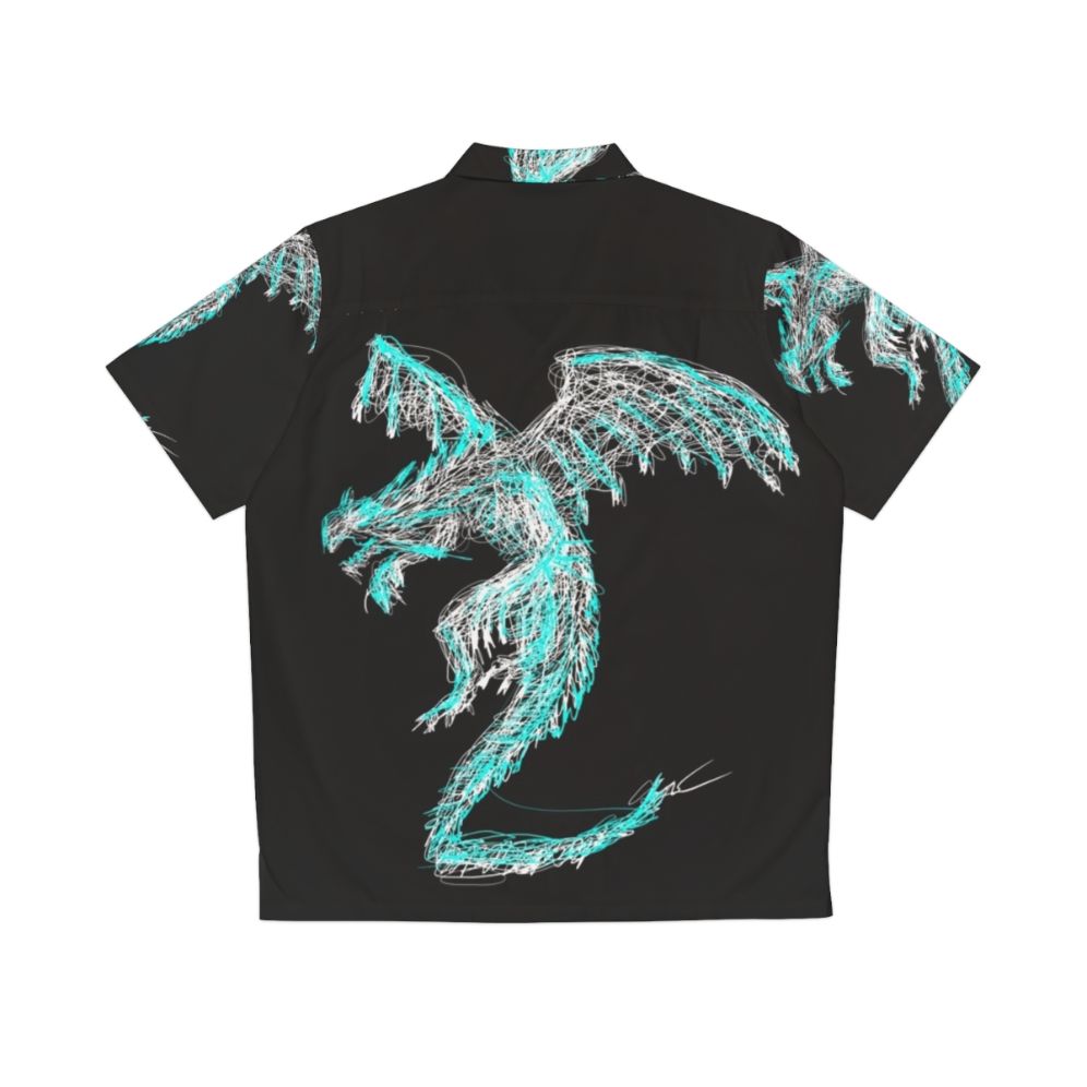 Mystic Lightning Dragon Scribble Hawaiian Shirt - Back