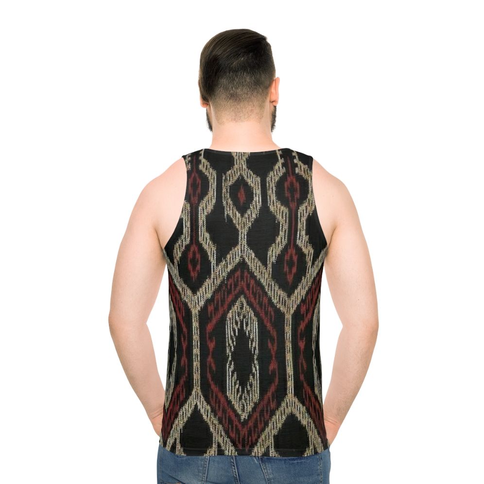 Ethnic design unisex tank top with traditional Filipino cultural patterns - men back