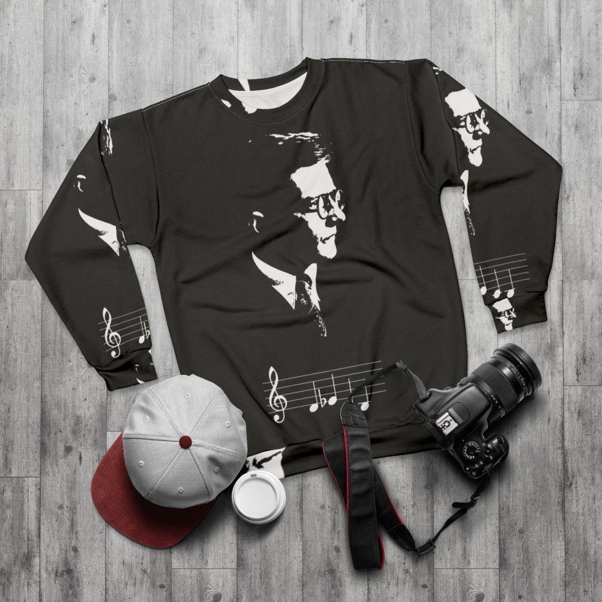 Dmitri Shostakovich DSCH Motif Musical Notes Sweatshirt - flat lay