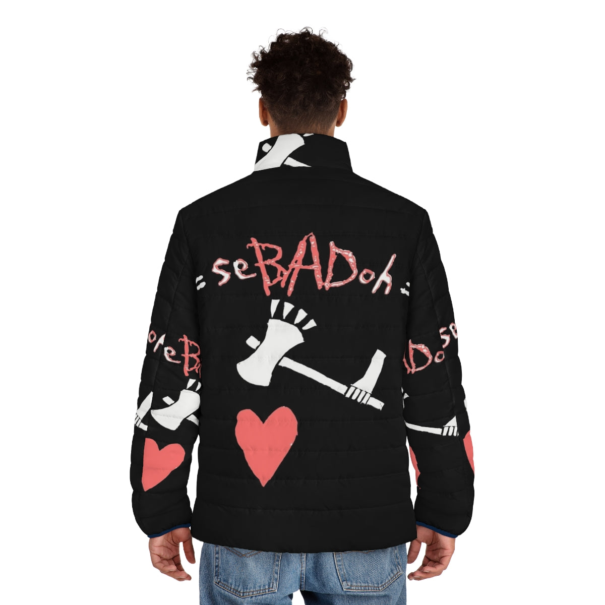 Sebadoh puffer jacket featuring the iconic indie band logo - men back