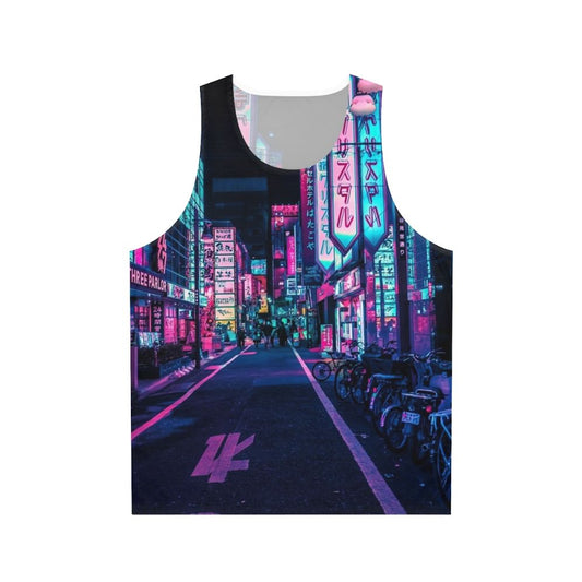 Futuristic neon unisex tank top with Japanese streetwear design