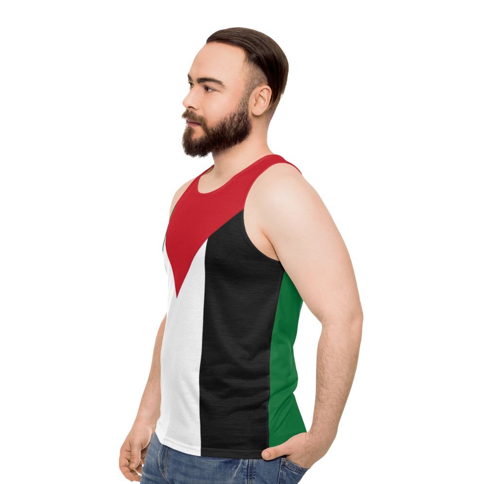 Unisex tank top featuring the flag of Palestine - men side