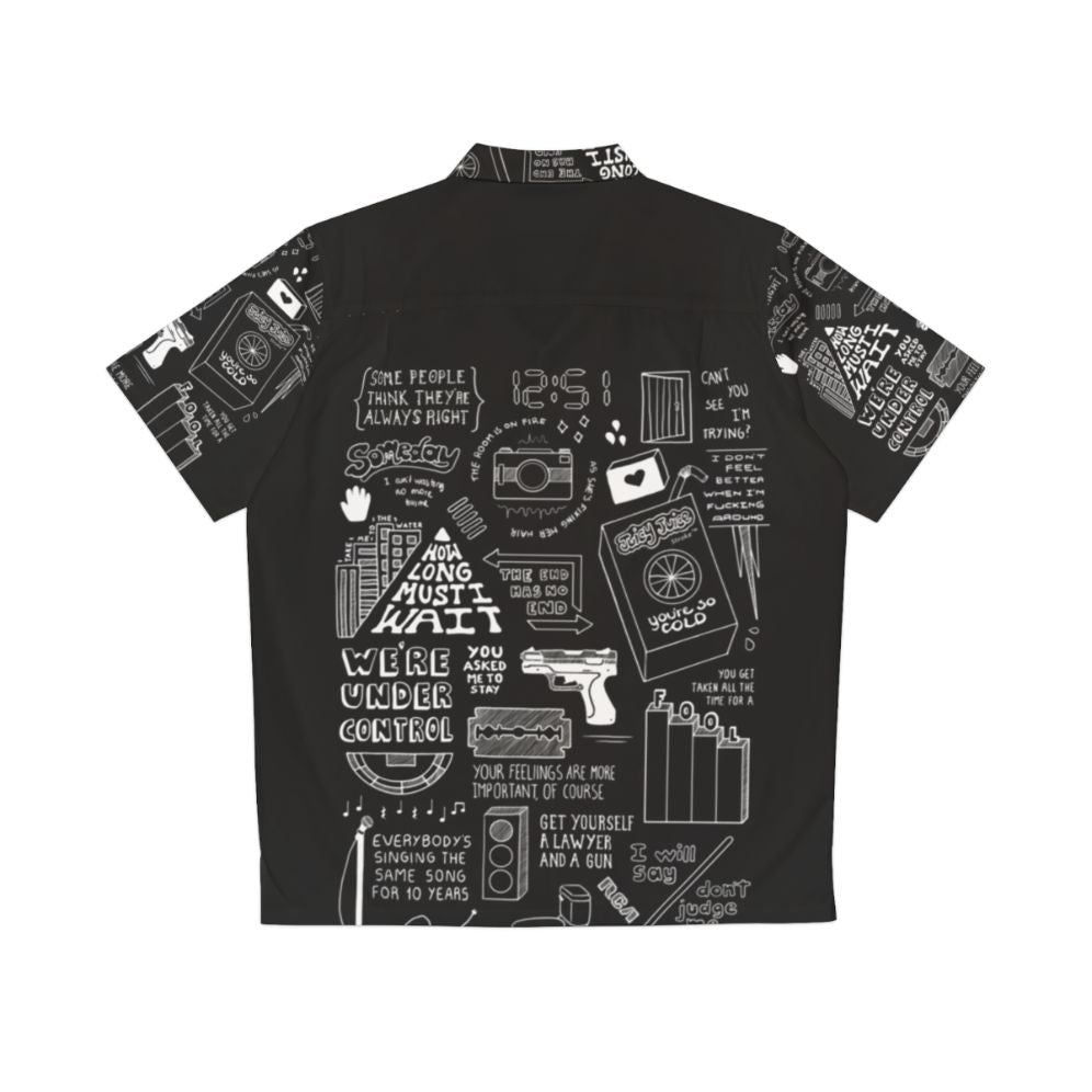 The Strokes Collage Black and White Hawaiian Shirt - Back