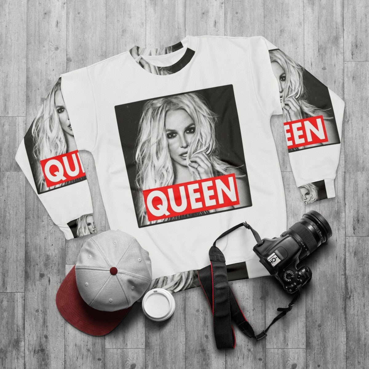 Vintage Britney Spears "Queen B" Sweatshirt - flat lay