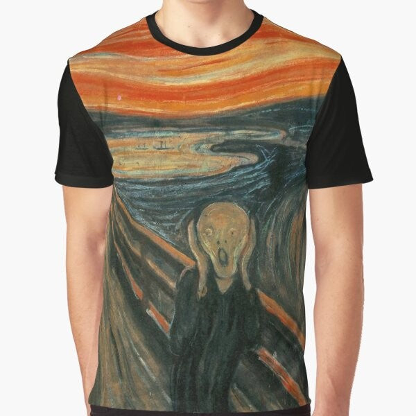 Graphic t-shirt featuring "The Scream" painting by Edvard Munch