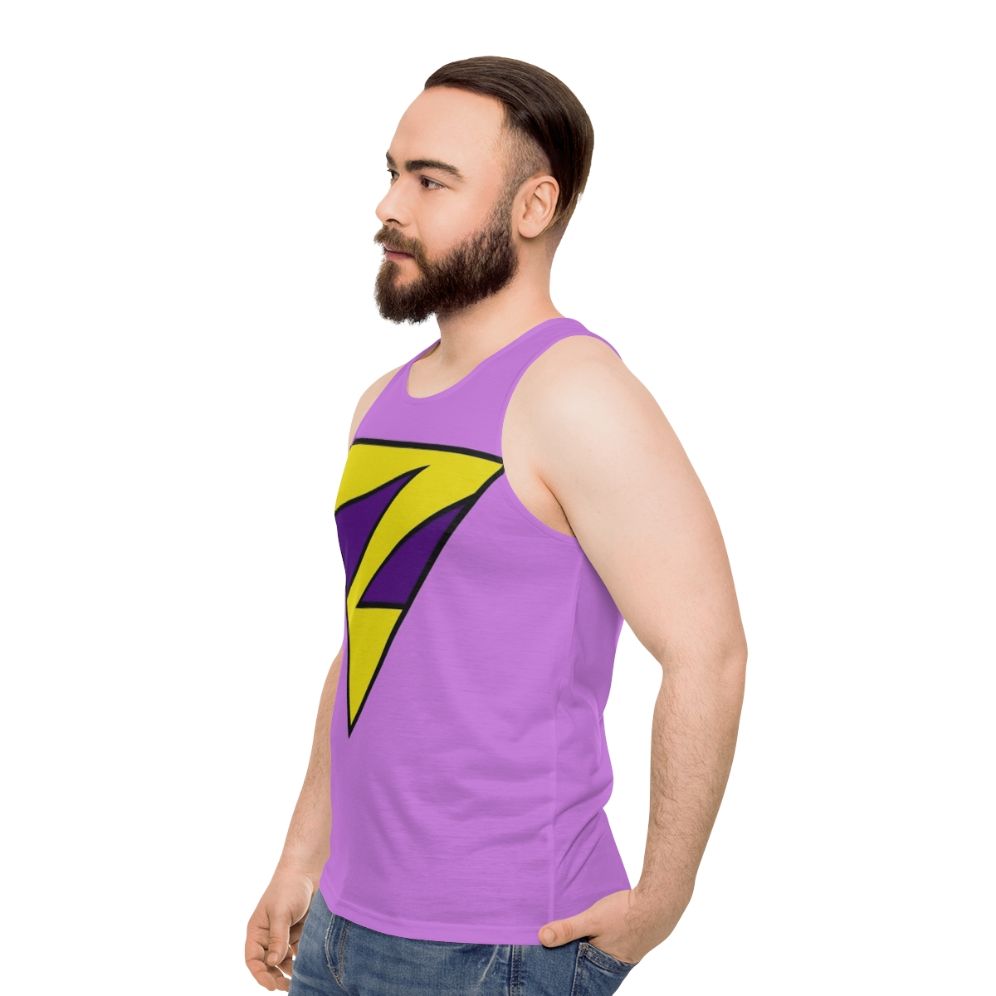 Unisex twin superhero comic book tank top - men side