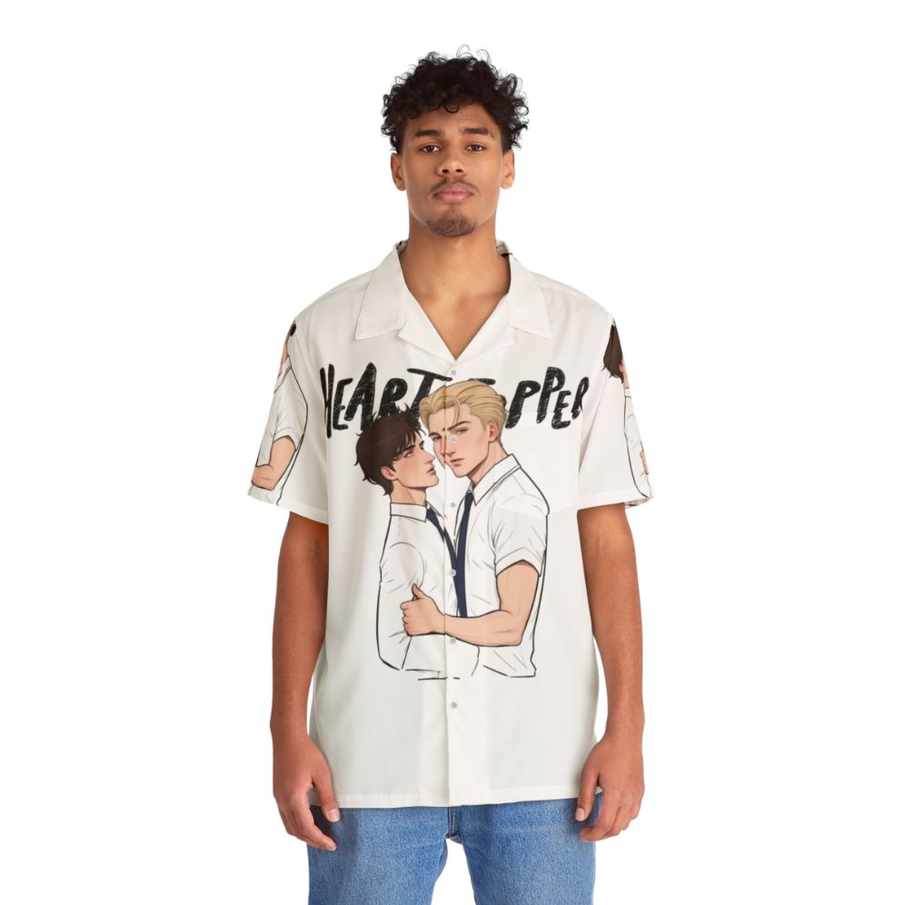 Heartstopper inspired Hawaiian shirt featuring Nick and Charlie - People Front