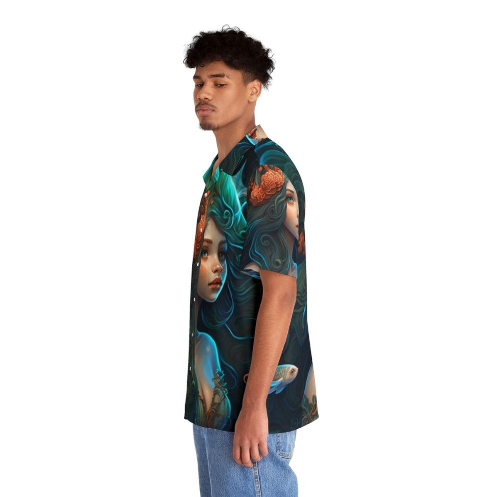 Mythical sea creatures Hawaiian shirt with fantasy beasts and enchanted animals - People Left