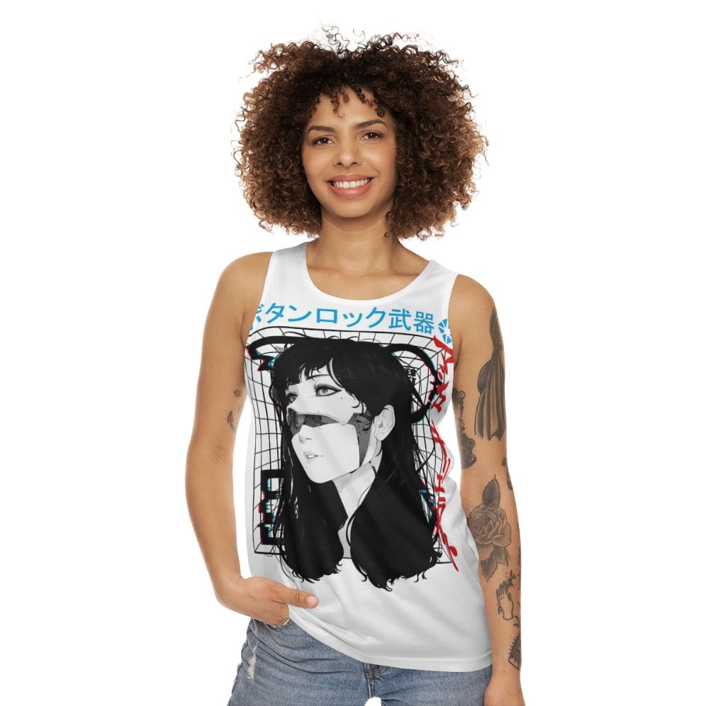 Cyberpunk cyborg woman in vaporwave urban style tank top - women