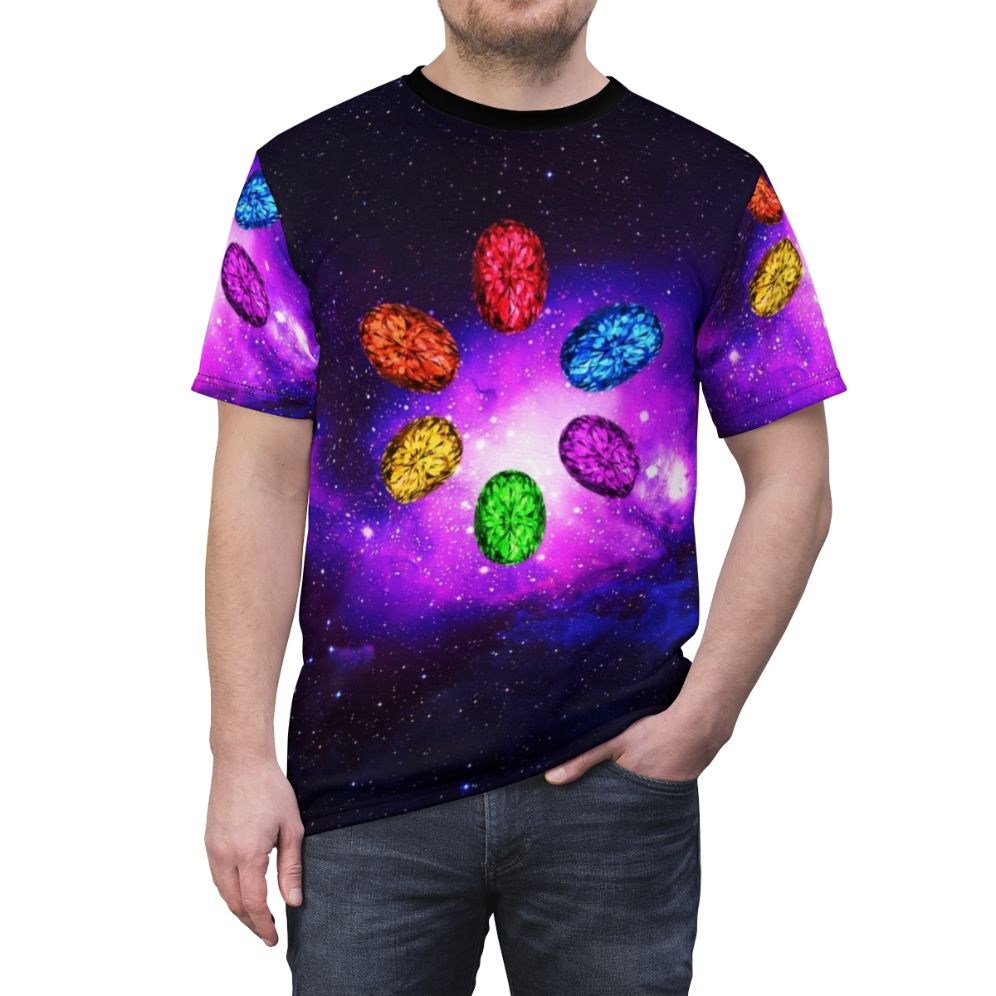 Cosmic Infinity Stones Galaxy Space Themed T-Shirt - men front