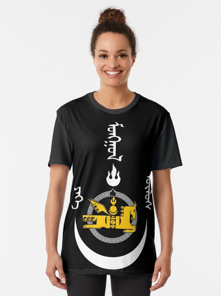 Mongol Empire graphic t-shirt featuring the flag and symbolism of the Mongol Empire - Women