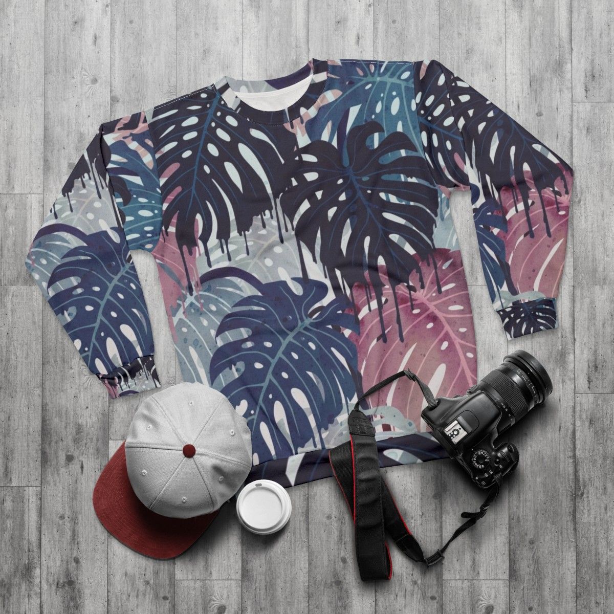 Monstera Melt Tropical Sweatshirt - flat lay