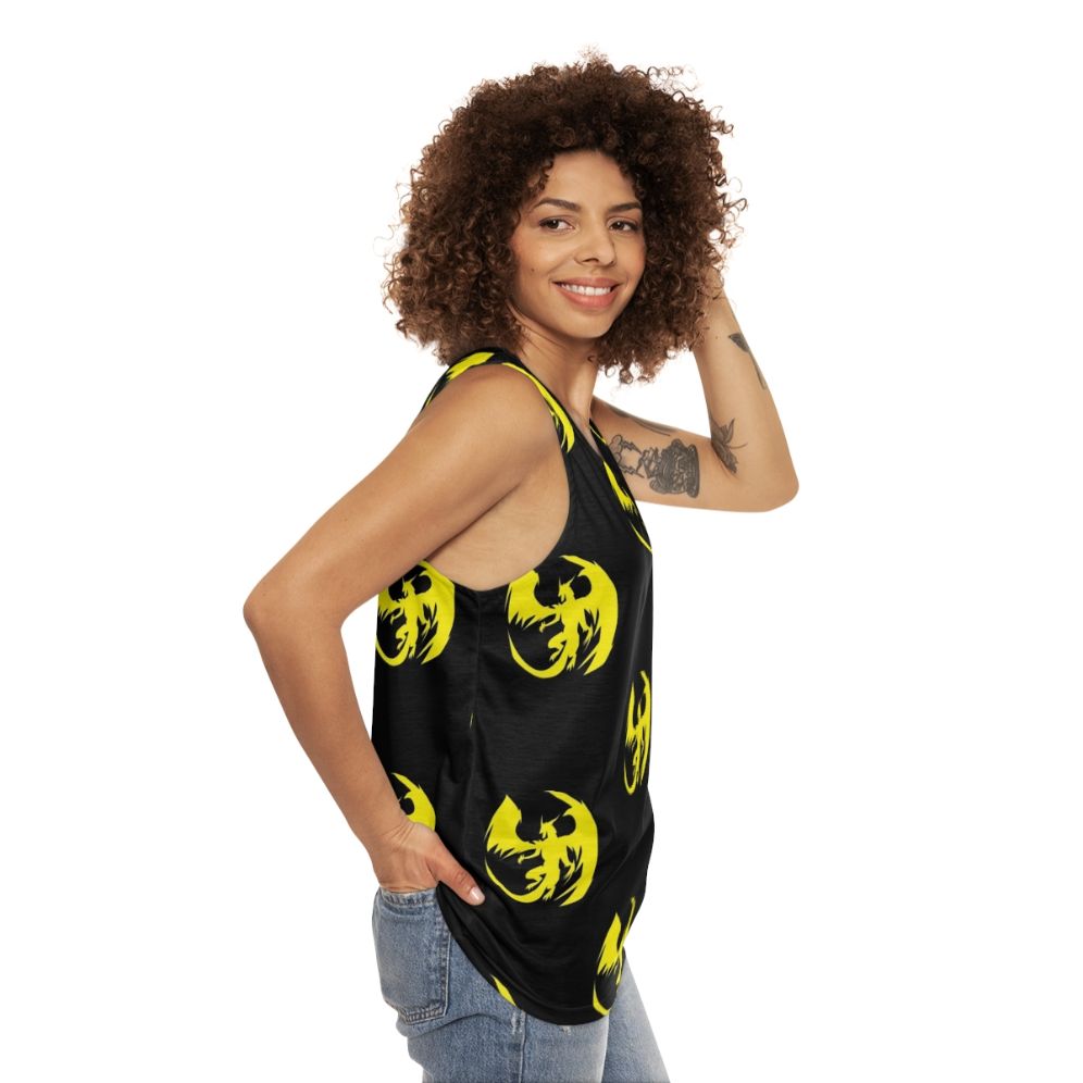 Unisex yellow dragon legendary animal mythical creature tank top - women side