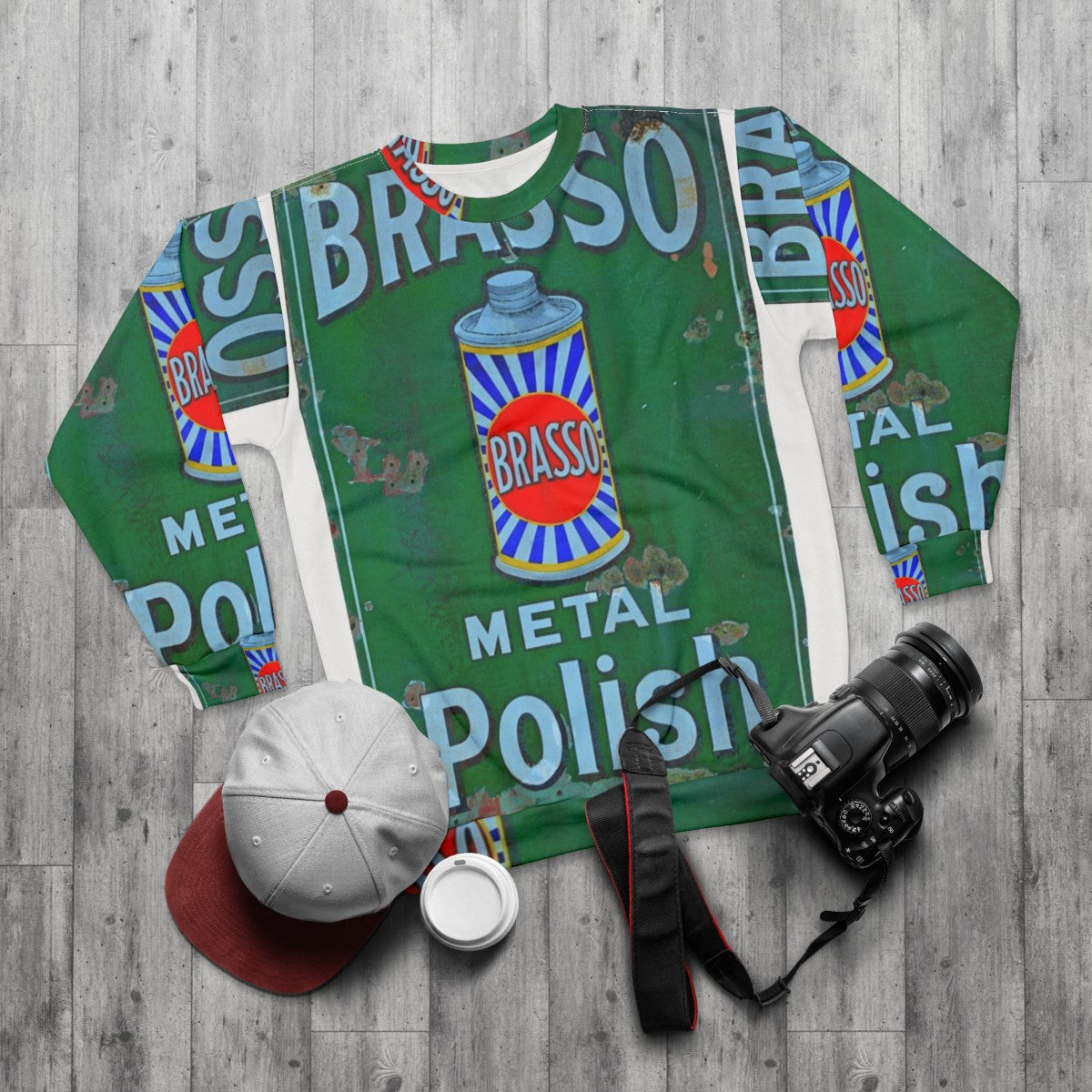 Vintage Enamel Sign Brasso Advert Sweatshirt - flat lay