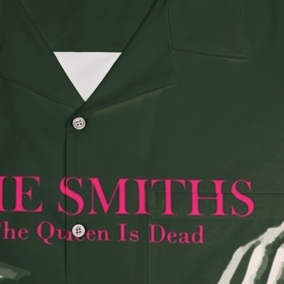 Graphic Hawaiian Shirt Featuring The Smiths' "The Queen Is Dead" Album Art - Detail