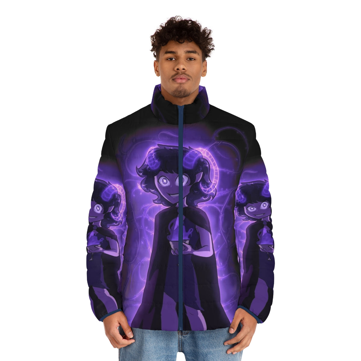 Dionysus puffer jacket with Greek mythology inspired design - men front