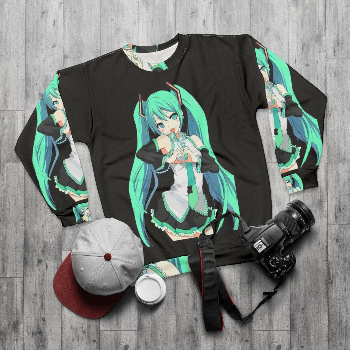 Hatsune Miku Anime Sweatshirt - flat lay