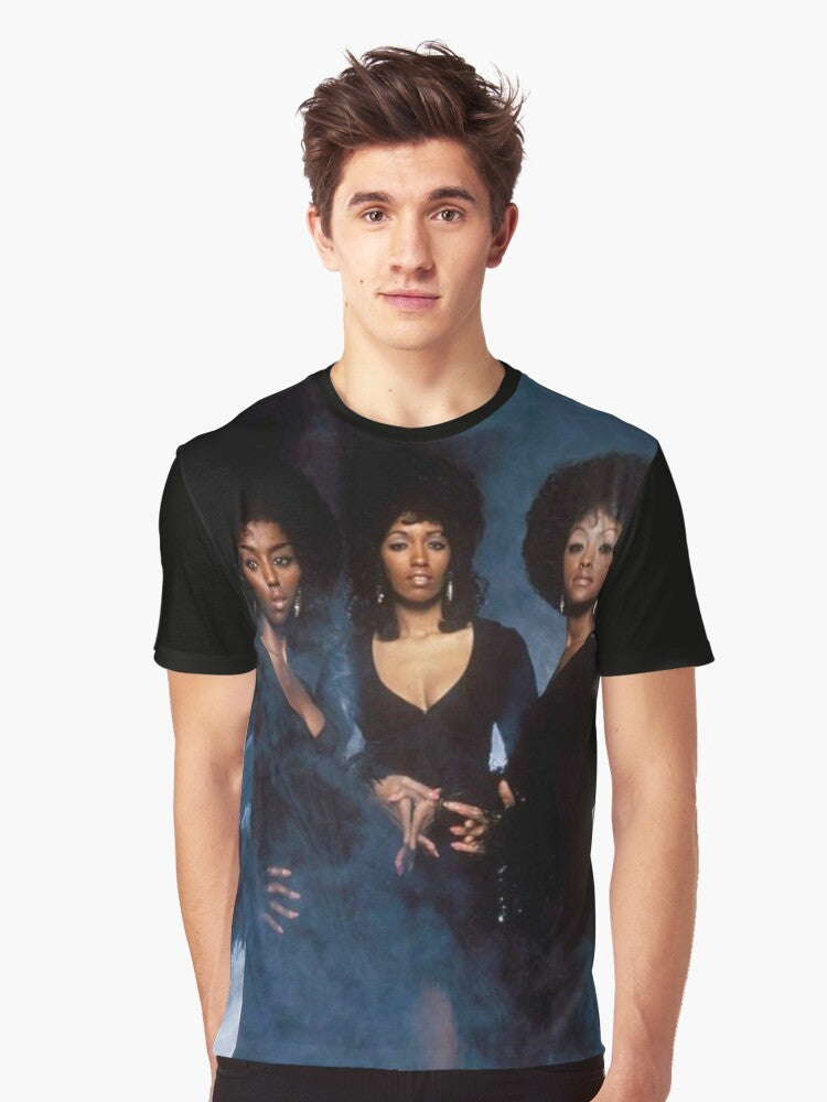 Vintage graphic t-shirt featuring the iconic 1970s soul group, The Three Degrees - Men