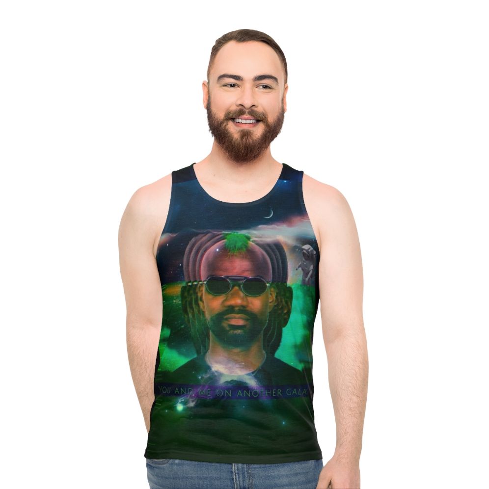 Green Velvet Unisex Tank Top with Galaxy Print - men