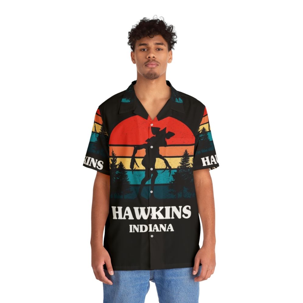 Demogorgon Hawkins Hawaiian Shirt with Stranger Things Upside Down Landscape - People Front