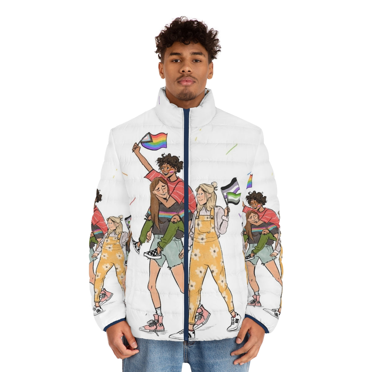 Heartstopper Puffer Jacket featuring characters from the hit Netflix series - men front