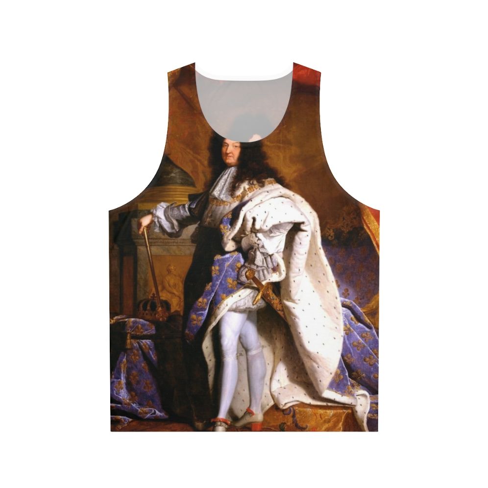 Unisex tank top featuring Hyacinth Rigaud's portrait of Louis XIV, the Sun King of France